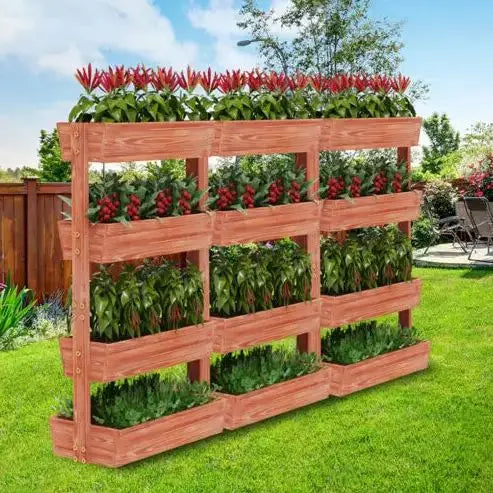 4 Tier Raised Garden Bed Fir Wood Vertical Planter