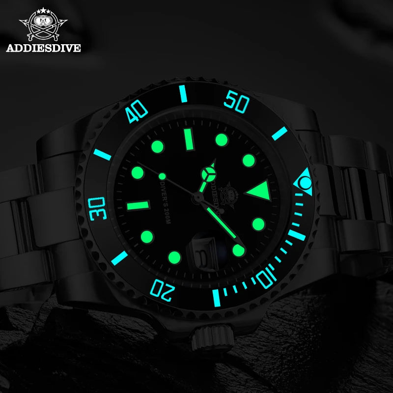 ADDIESDIVE Quartz Diver Watch 200m Waterproof Stainless Steel