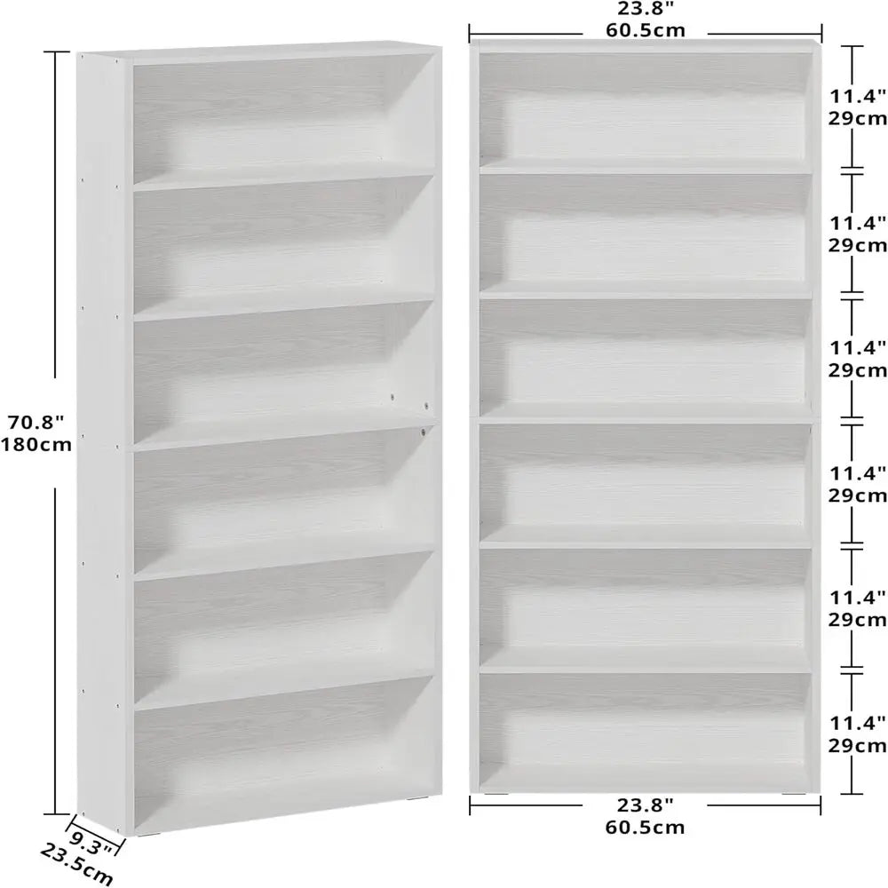 IRONCK Floor Standing Bookshelves Set of 2 Six Tiers Storage