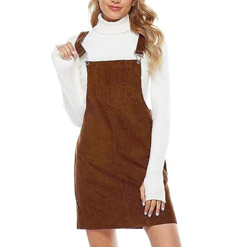 Aprmhisy Womens Corduroy Overall Dress Pinafore Sleeveless Jumper