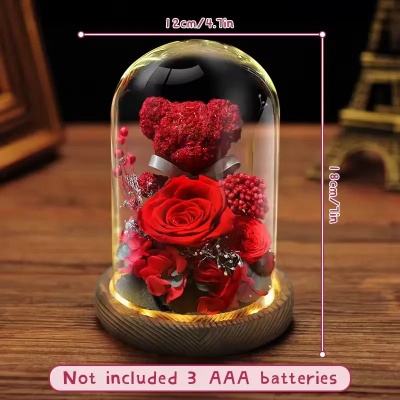 Eternal Flower Glass Cover Gift Box Lights Valentines Day