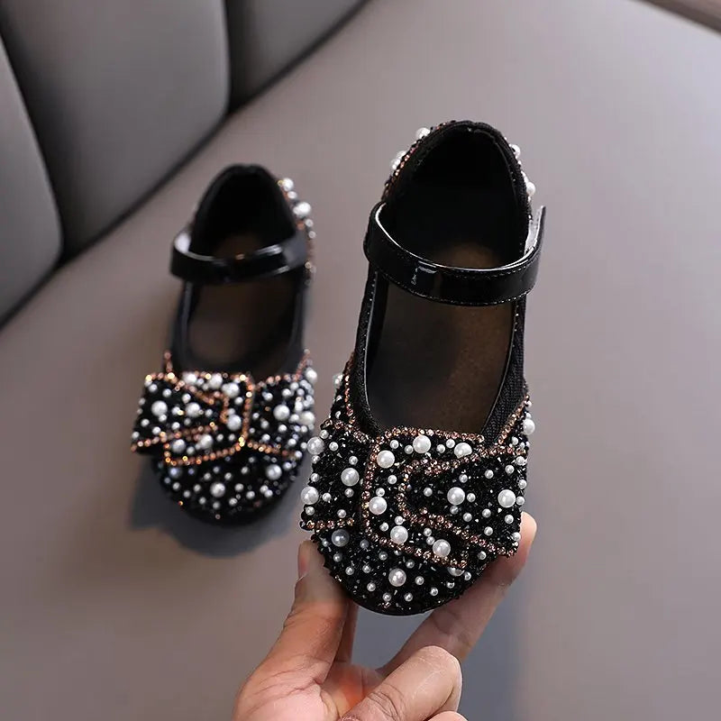 Princess Shoes for Girls Green Pink Party Wedding Luxurious Glitter 21-36 Kids Single Shoe Summer Spring Fashion Girl's Flats