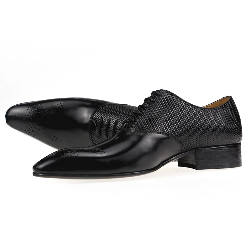 Exquisite Men Shoes Handmade Genuine Leather BlackBrown Lace-up Metal Buckle Fashion Elegant Casual Business Office Man Footwear