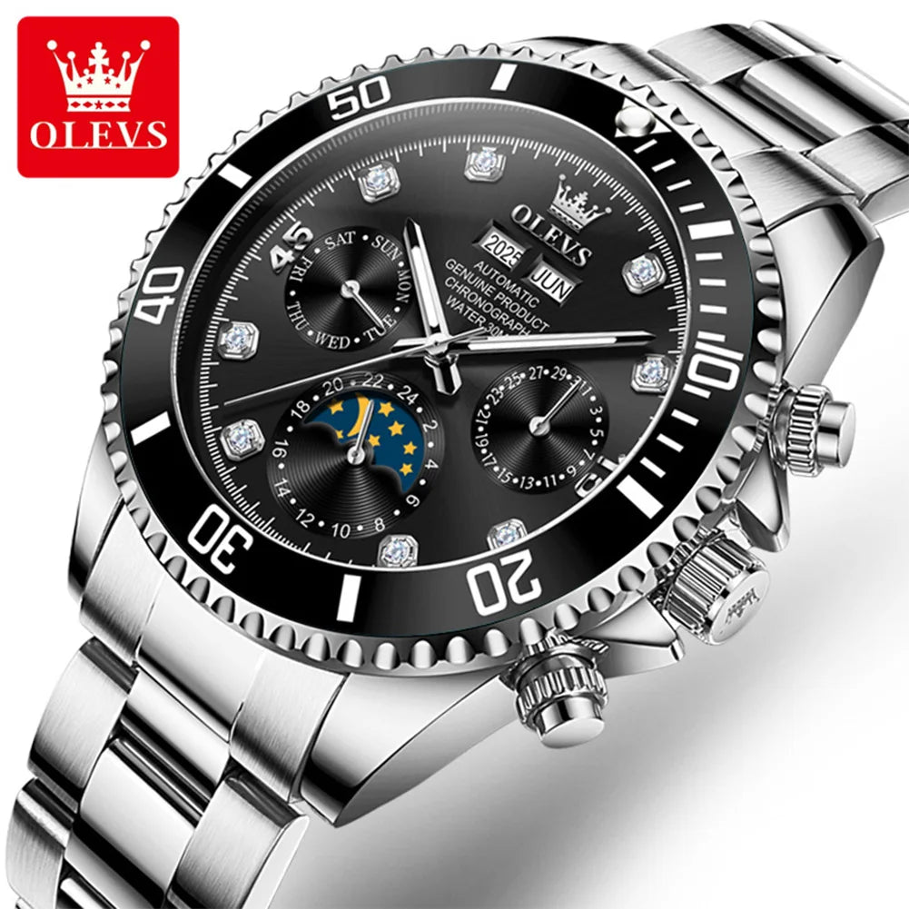 OLEVS 6729 Automatic Moon Phase Waterproof Watch For Men