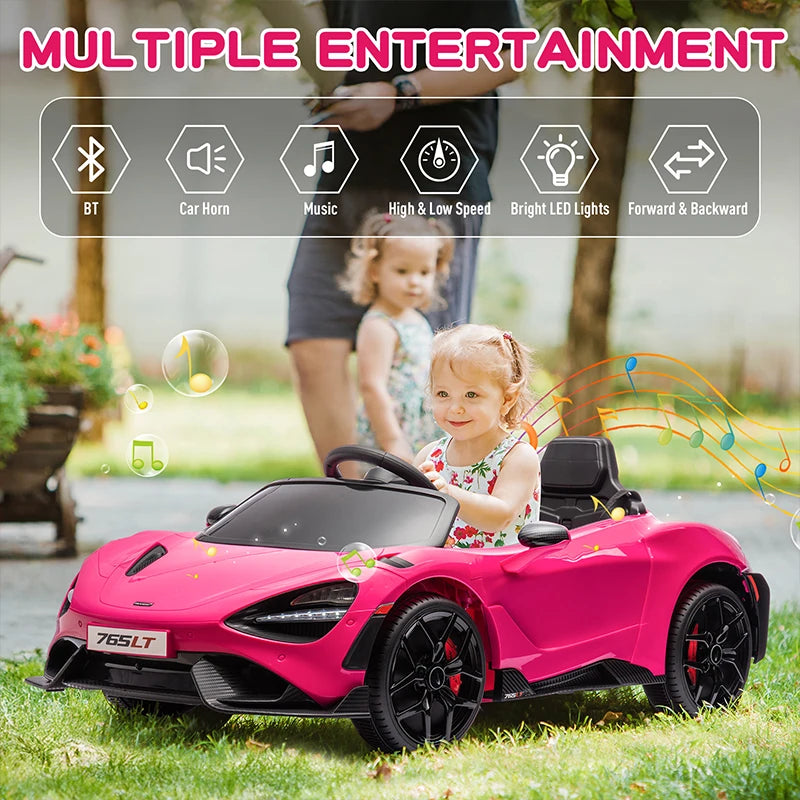 Mukidy 12V Licensed McLaren 765LT Kids Ride On Toy Vehicle