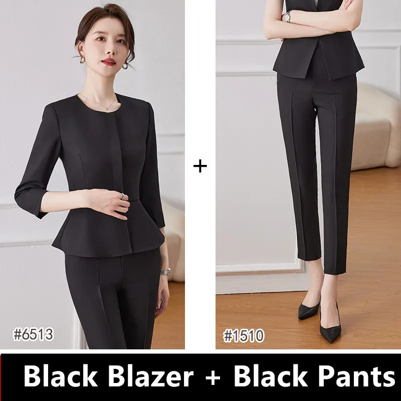 NAVIU Women Professional Business Suits Skirtsuits For Women Office Work Wear Blazer Female Elegant Career Interview Skirt Set