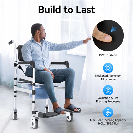 Hign Concerned Shower Chair With Wheels For Toilet Shower