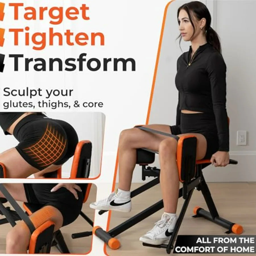 Hip Abductor Machine for Home Gym - USA Based - Booty Builder & Booty Trainer for Women – 3 Resistance Levels – Bonus Arm Bands,