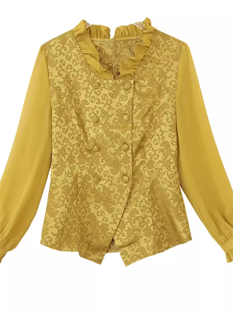 Hunan Silk Shirt Women V Neck Satin Top For Office