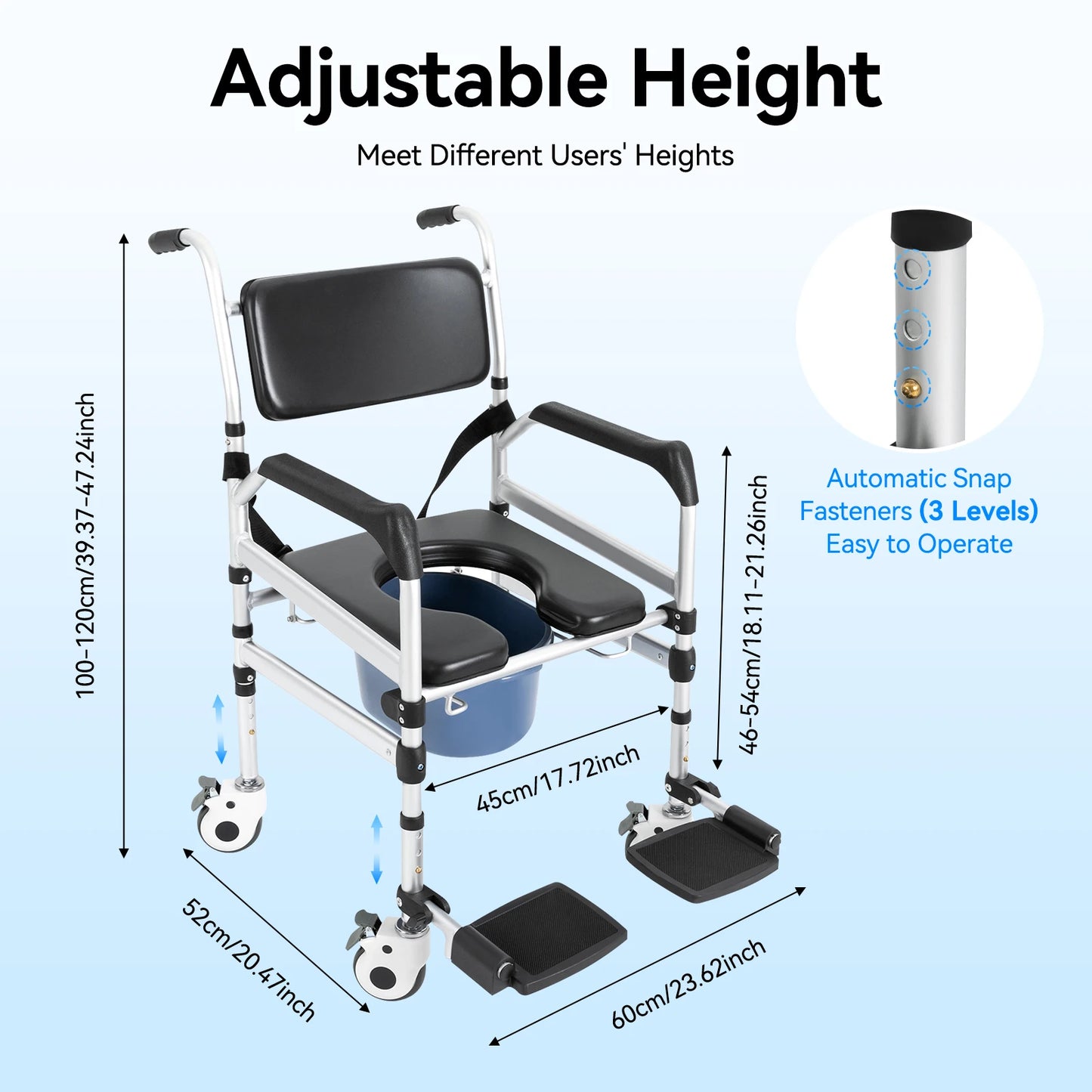 Hign Concerned Shower Chair With Wheels For Toilet Shower