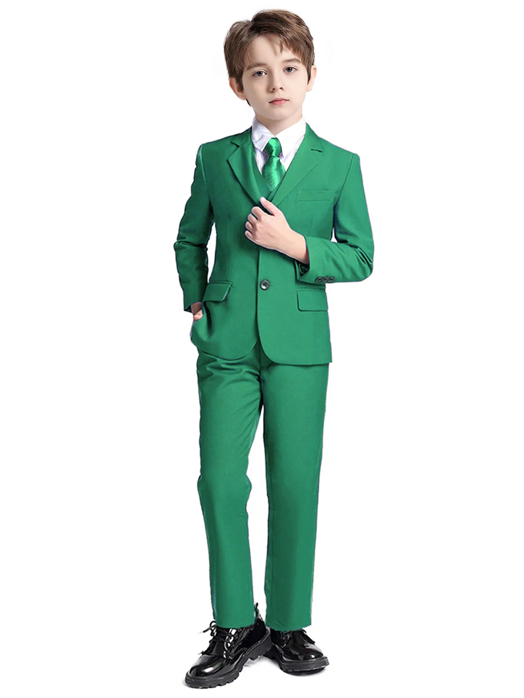 Boys Four Piece Suit Set Jacket Vest Pants Tie Formalwear
