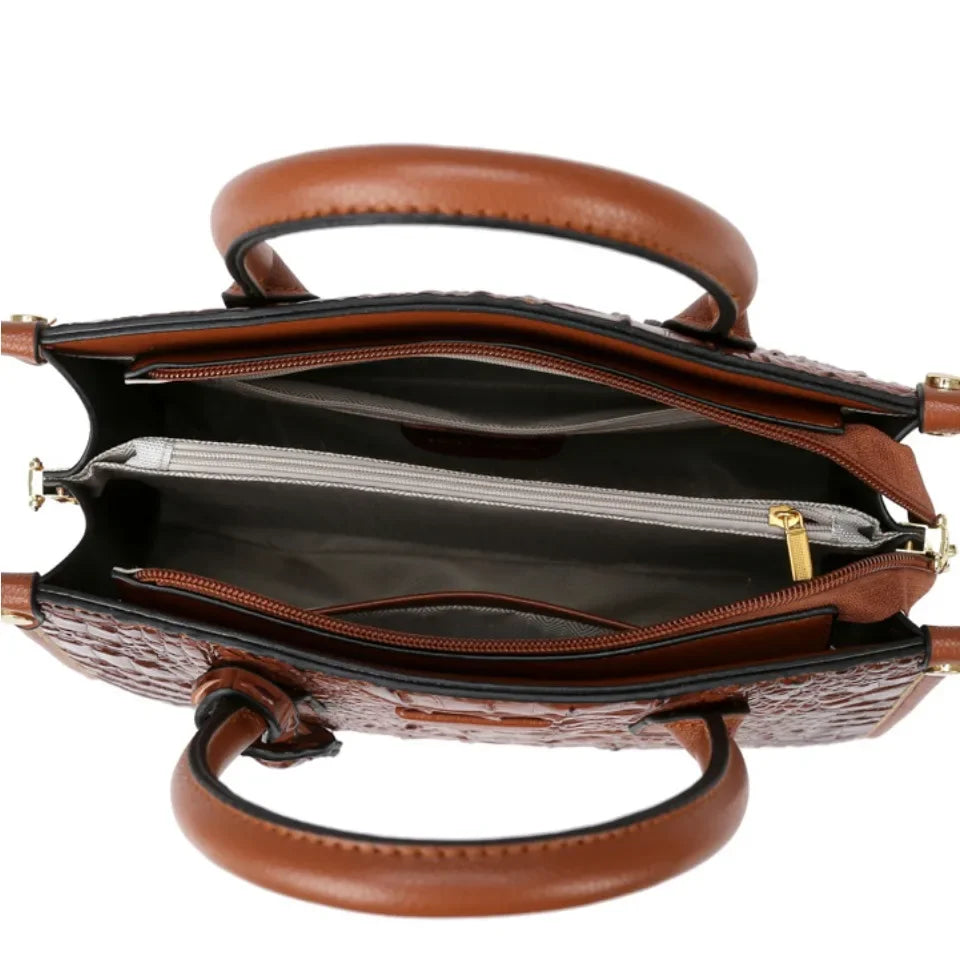 VANDERWAHCN Crocodile Print Leather Crossbody Bag For Women