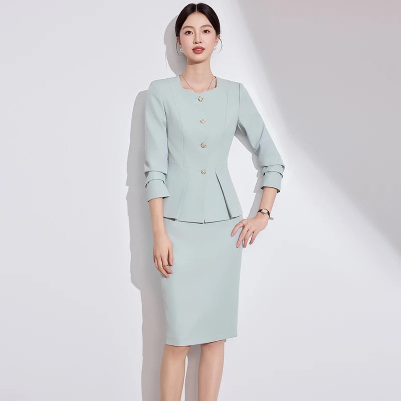 NAVIU 2 Piece Set Blazer And Short Skirt New Autumn Elegant Women's Suit Single Breasted Slim Office Business Formal Work Wear
