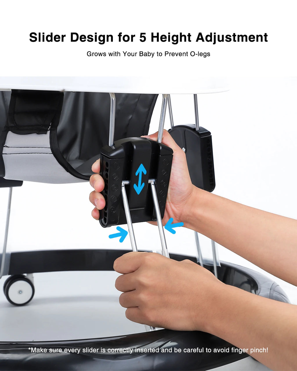 Ubravoo Baby Walker With Universal Wheels Adjustable Height 6-18 Months