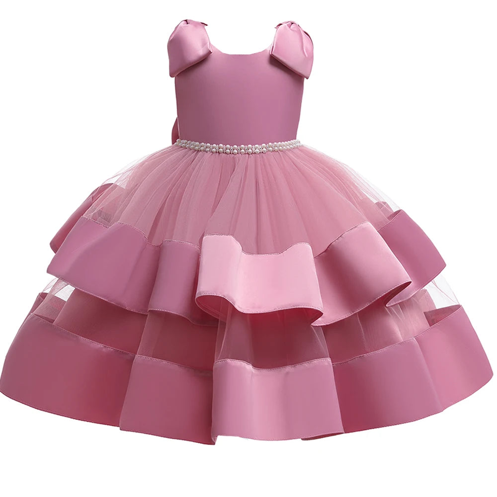 PLBBFZ Elegant Bow Girls Dress For Bridesmaids Party Christmas