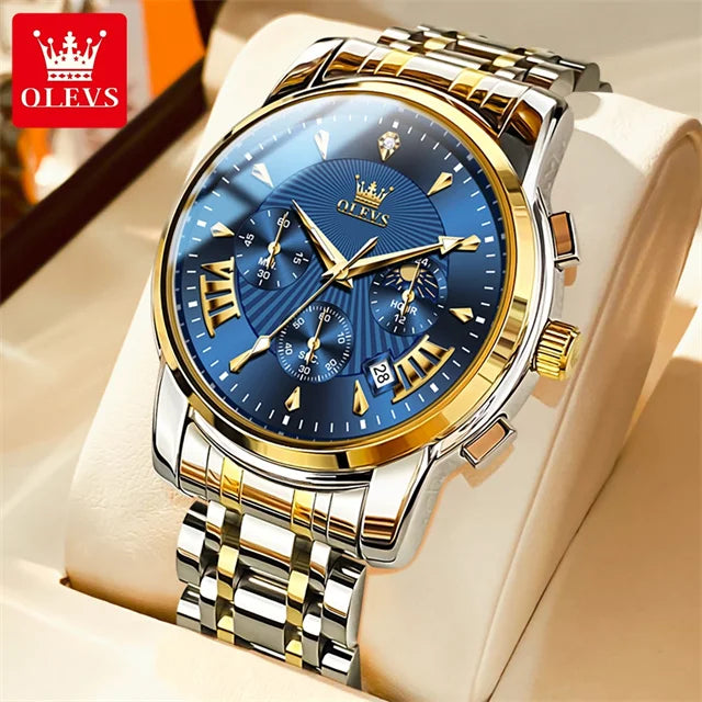 OLEVS Luxury Chronograph Watch For Men Waterproof Moon Phase