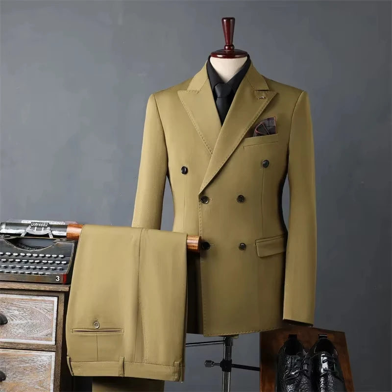 Xomoflag Classic Men's Business Suit Two Piece Blazer Pants