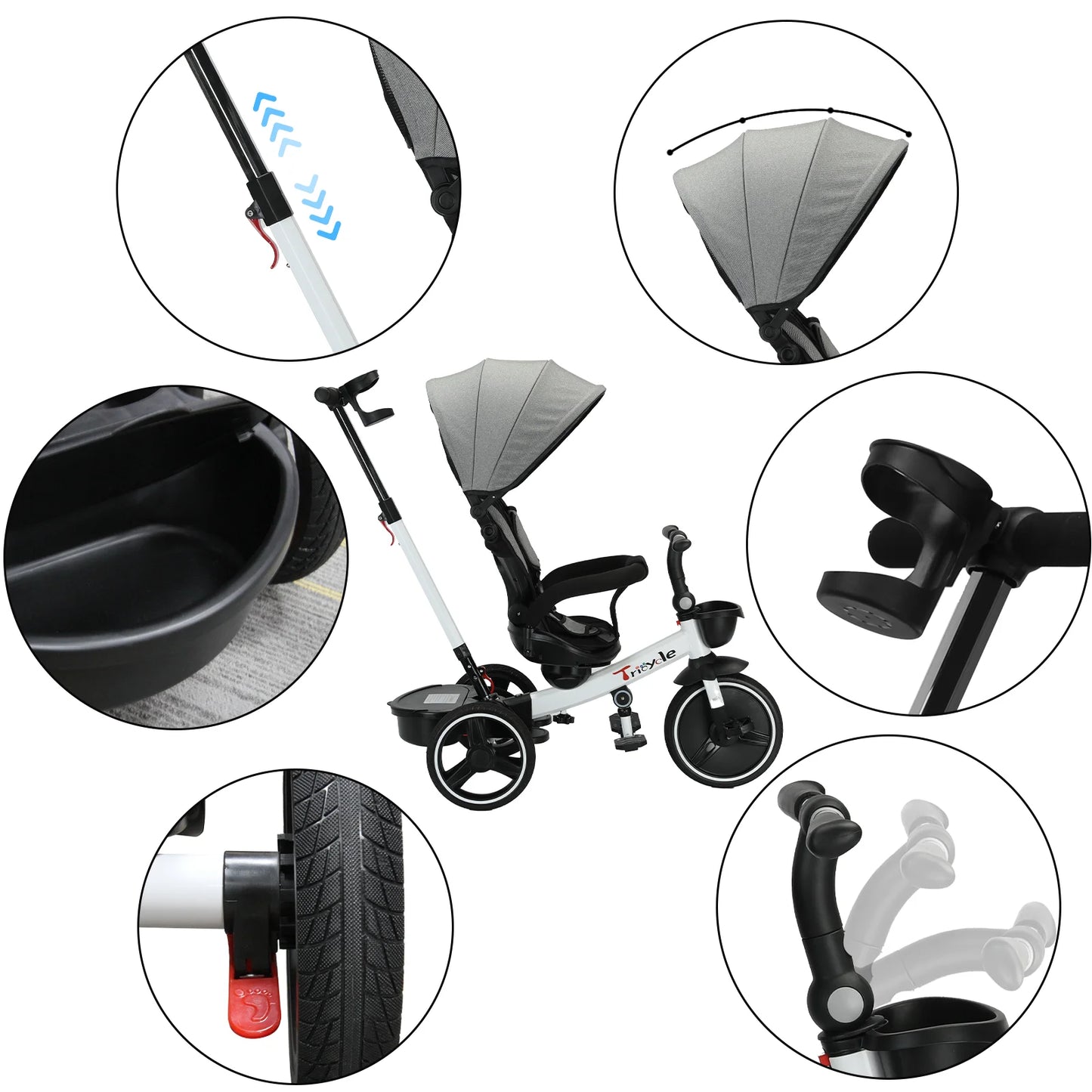 Ubravoo Baby Stroller Tricycle 5 In 1 Adjustable Canopy
