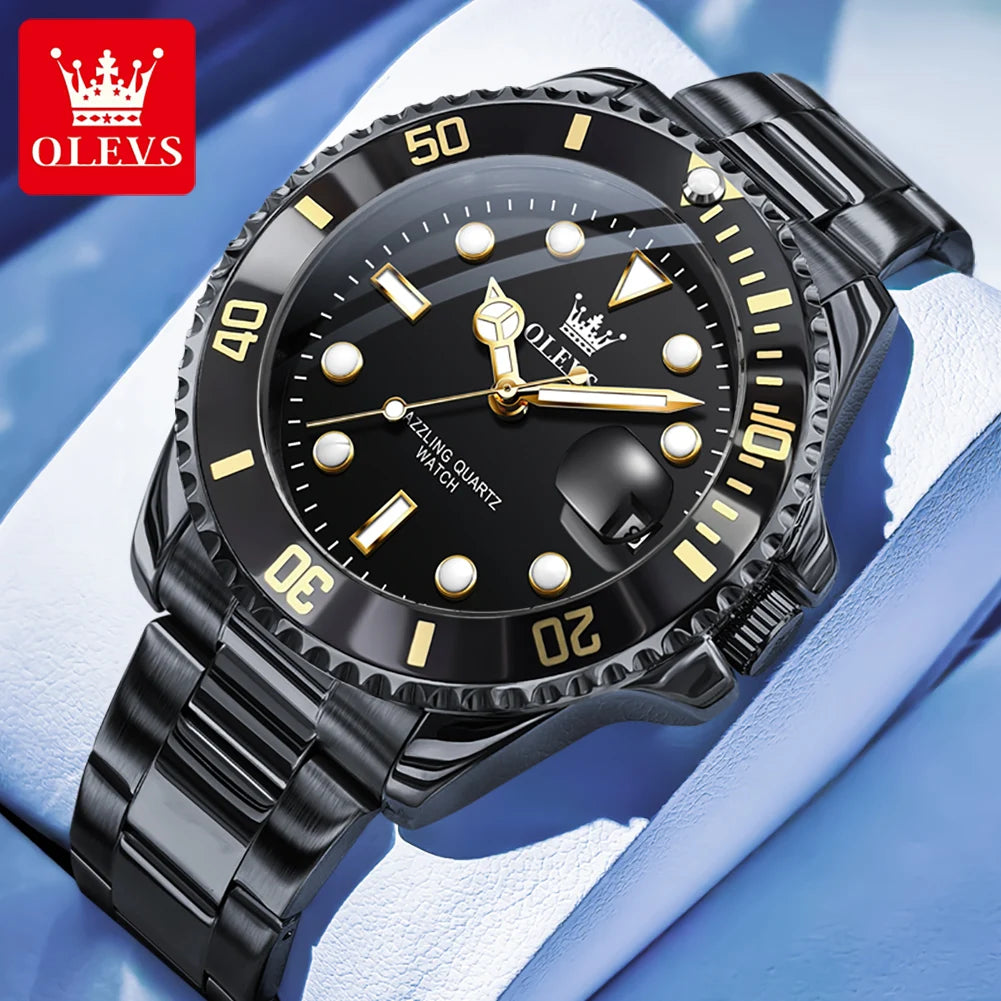 OLEVS 5885 Quartz Date Mens Watch Brushed Stainless Steel