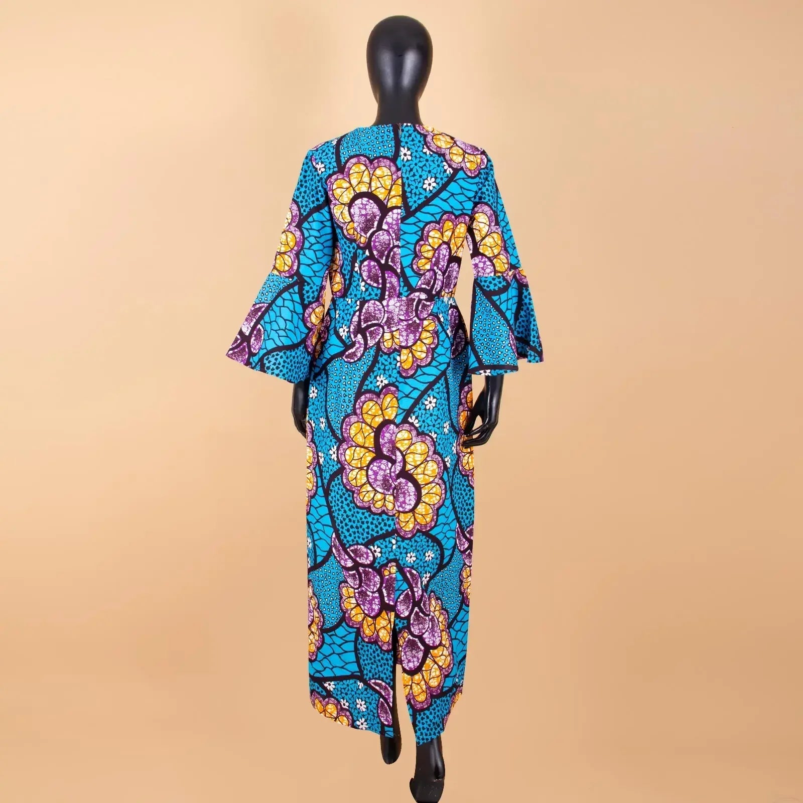 Women`s African Dresses Dashiki Outfits Print Bodycon Long Maxi Dress V Neck Flare Sleeve Party Wedding AFRIPRIDE A1925048