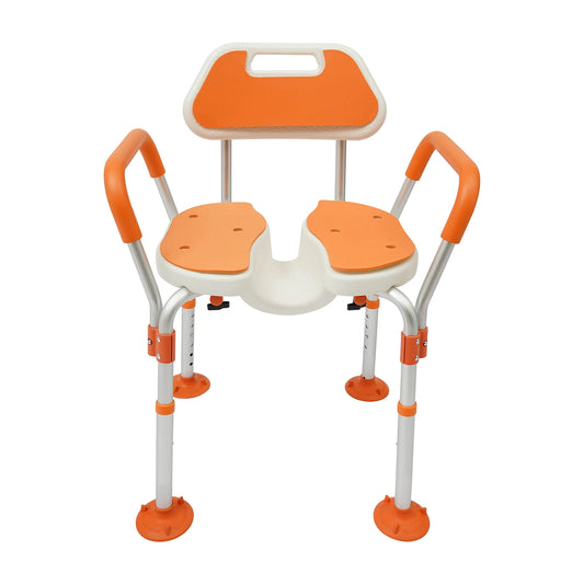 Folding Shower Seat with Adjustable Height and Armrests Sturdy and Secure Design Supports 275.58 Pounds Perfect for Elderly and Disabled Use