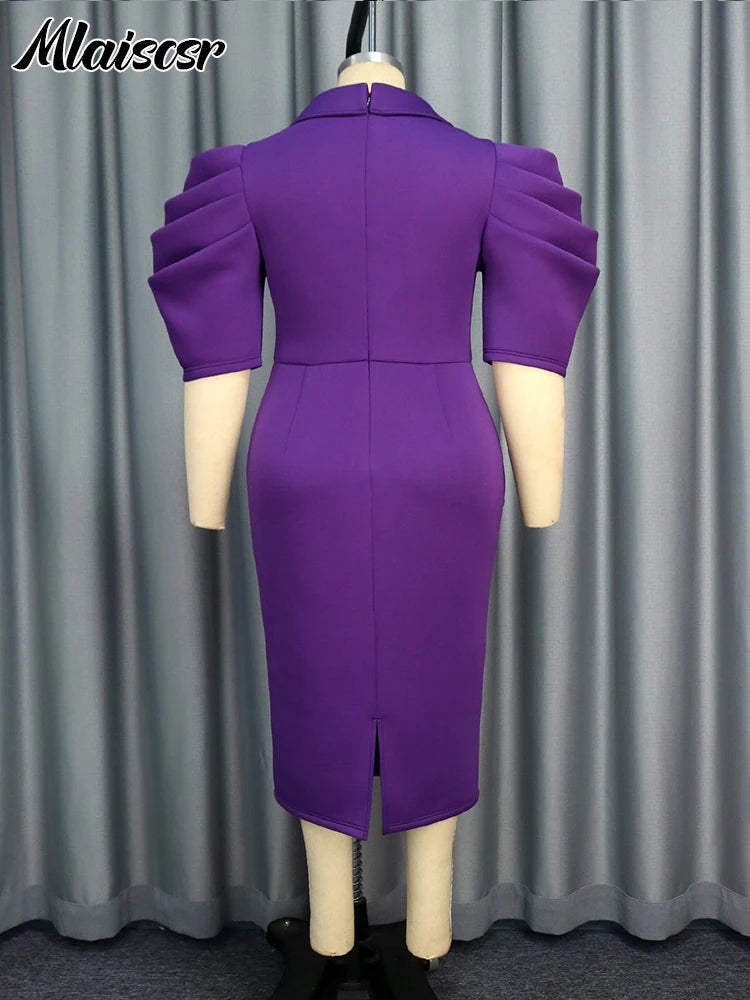 Mlaiscsr Elegant Bodycon Midi Dress Women V Neck Half Sleeve