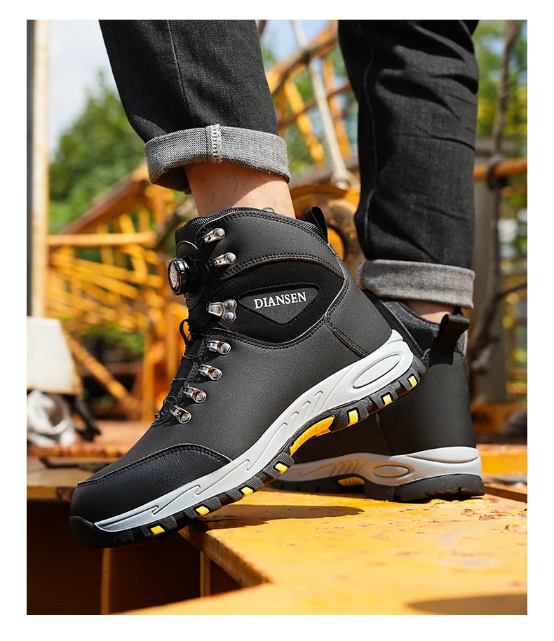Men's Safety Work Boots Indestructible Steel Toe Anti- Smash Resistant Stab Proof Safety Shoes Breathable Slip-Resistant Durable