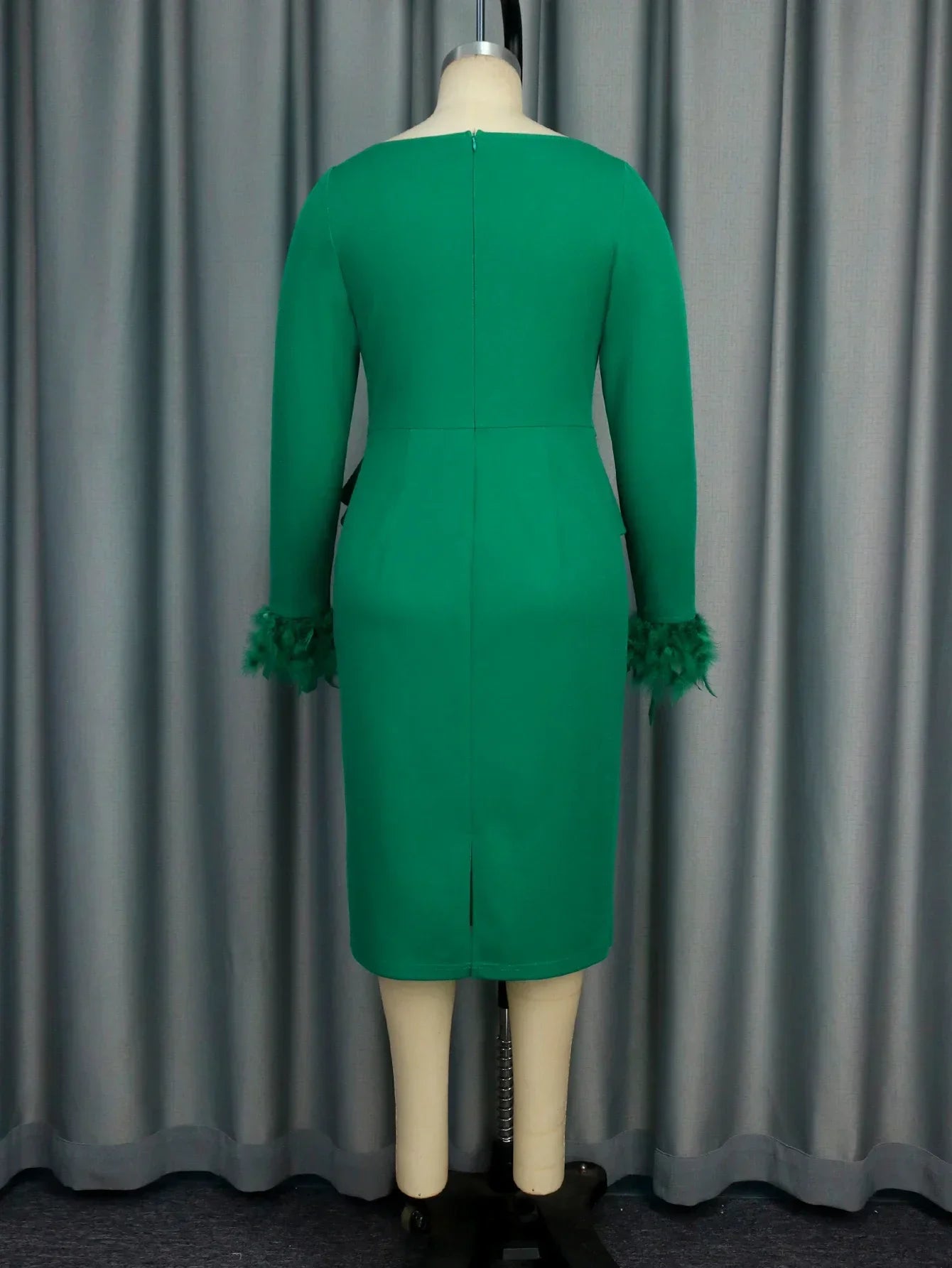 ONTINVACN Elegant Bodycon Dress For Women With Mesh Patchwork Feathers
