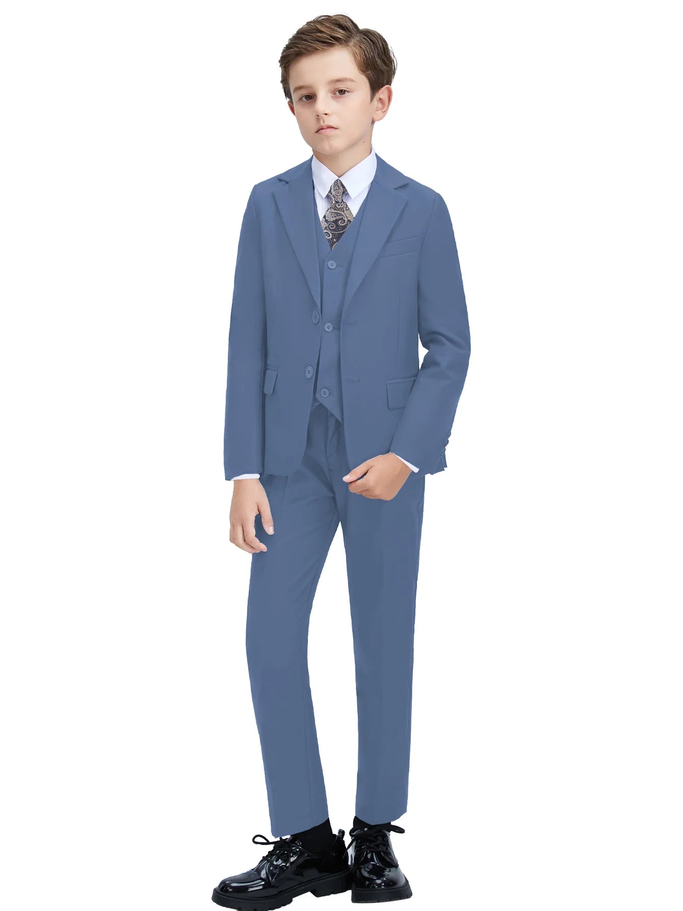Boys Four Piece Suit Set Jacket Vest Pants Tie Formalwear