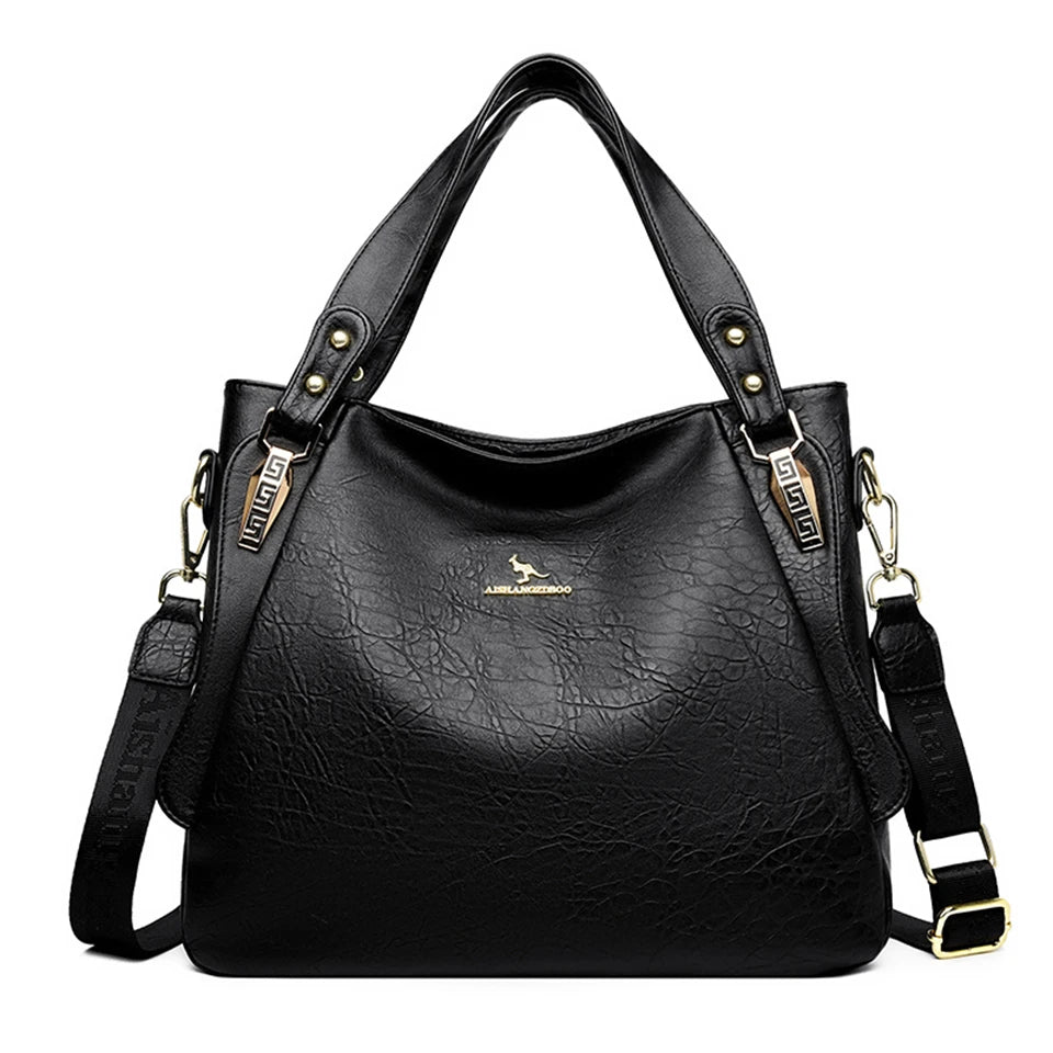 VANDERWAHCN Soft Leather Top Handle Bag For Women Crossbody Tote Large Capacity