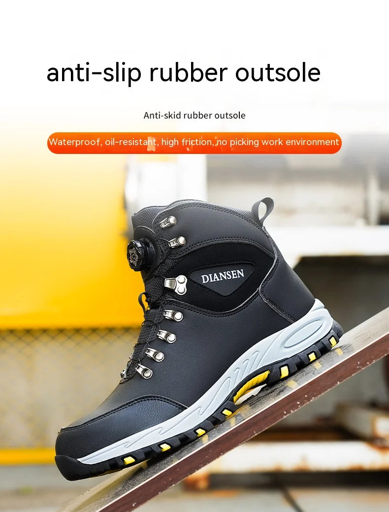 Men's Safety Work Boots Indestructible Steel Toe Anti- Smash Resistant Stab Proof Safety Shoes Breathable Slip-Resistant Durable