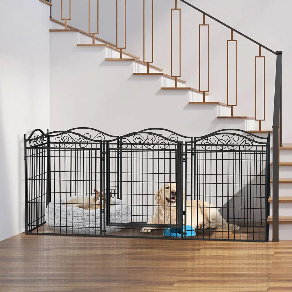 BINGOPAW Heavy Duty Metal Dog Playpen 8 Panel Foldable Kennel Fence