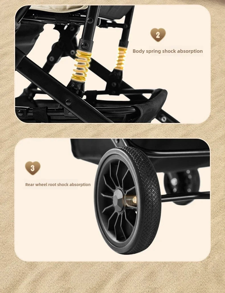 Portable Baby Stroller Lightweight Travel Four-Wheel Design Easy To Store Can Sit Or Lie Down
