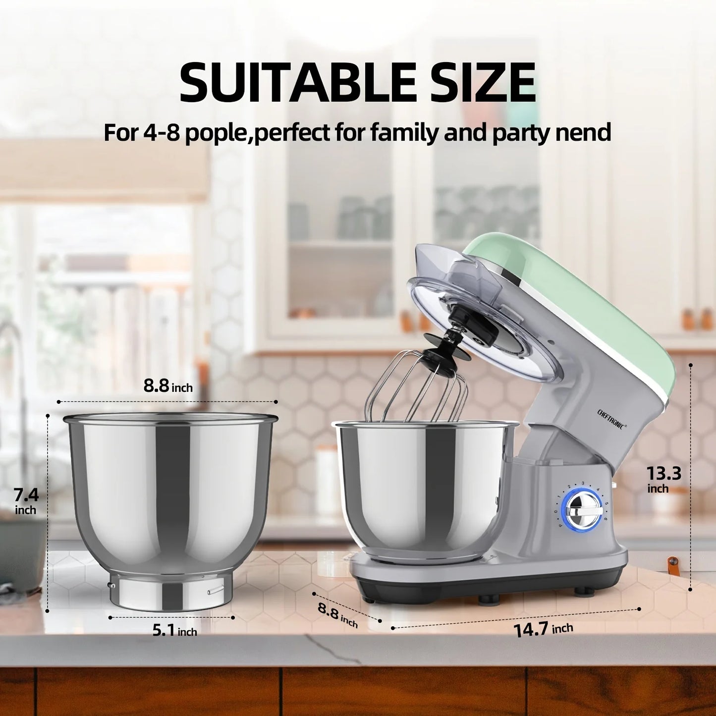 Cheftronic Stand Mixer Tilt Head 500W 6 Speed US Plug