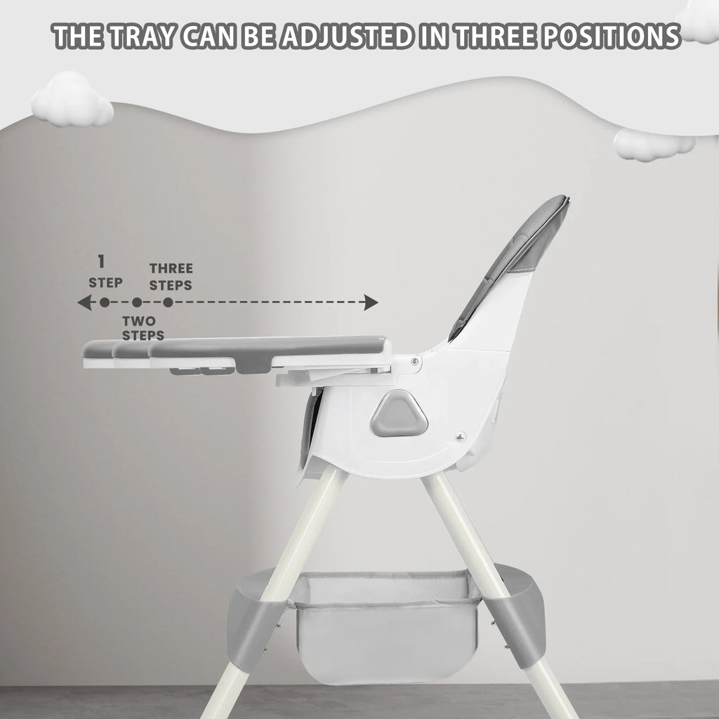 UBRAVOO Foldable Baby High Chair With Toy Rack Antislip Pad