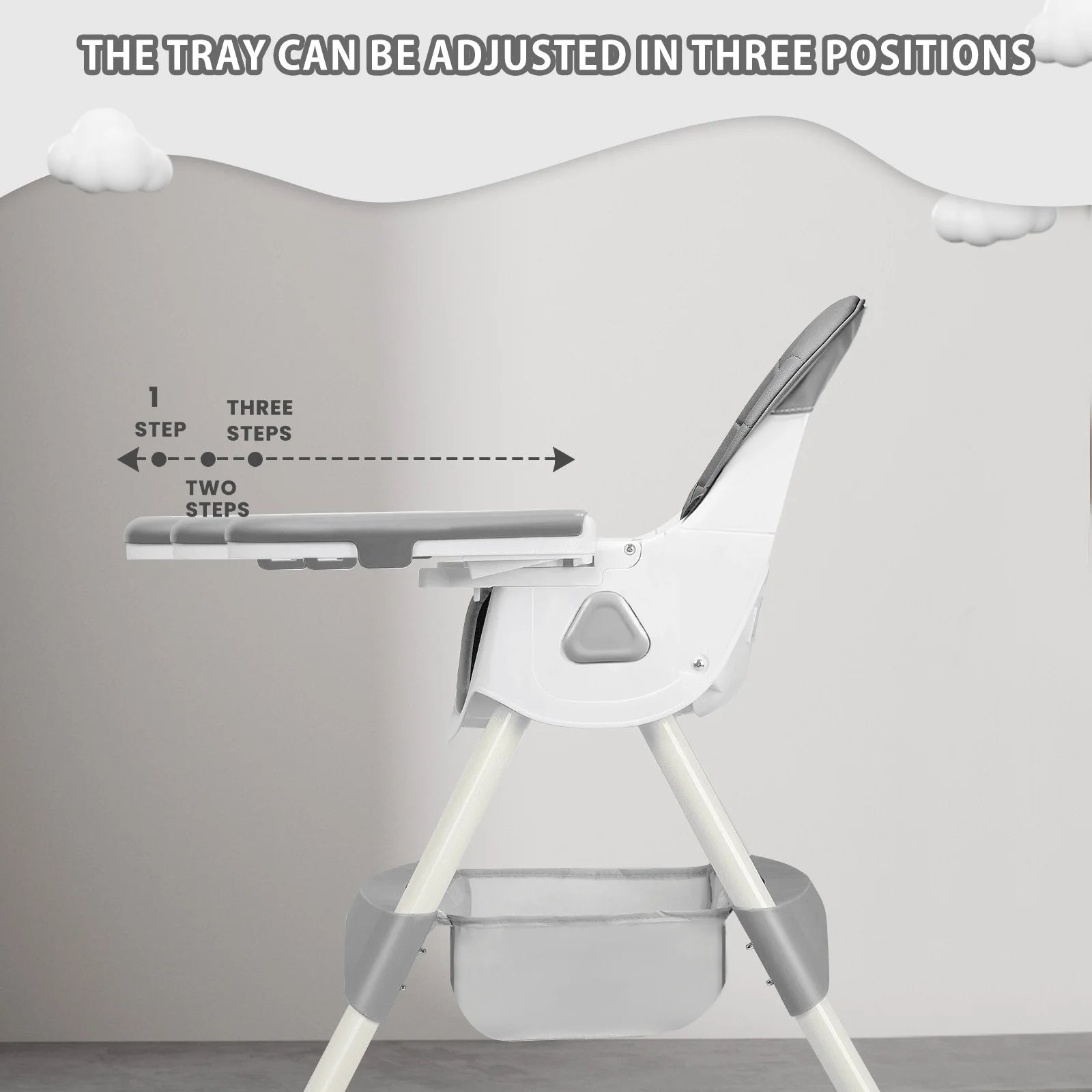 UBRAVOO Foldable Baby High Chair With Toy Rack Antislip Pad