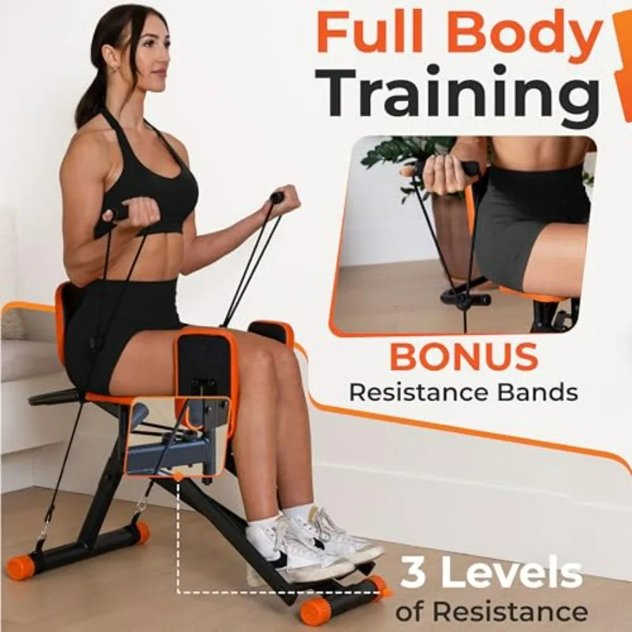 Hip Abductor Machine for Home Gym - USA Based - Booty Builder & Booty Trainer for Women – 3 Resistance Levels – Bonus Arm Bands,
