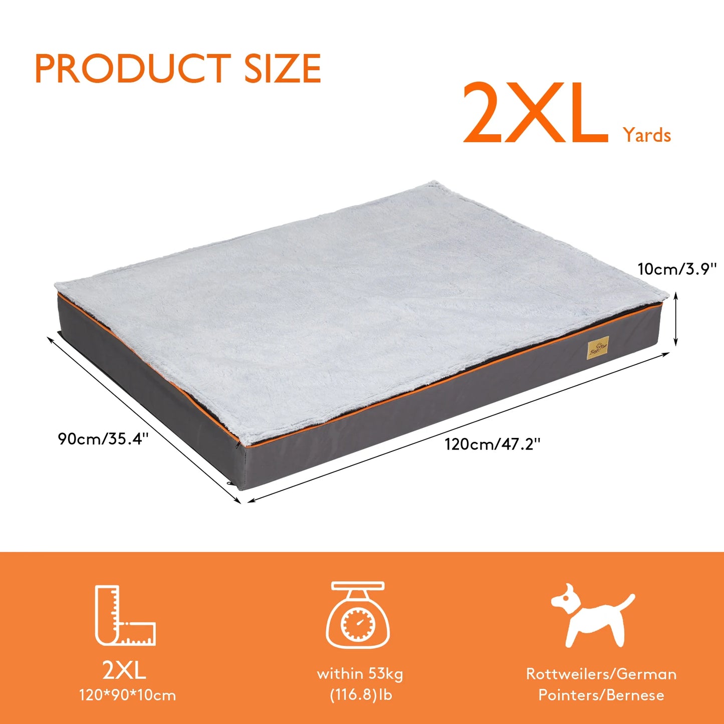Large Padded Orthopedic Dog Bed Foam Cushion Pet Pillow Bed with Washable Cover