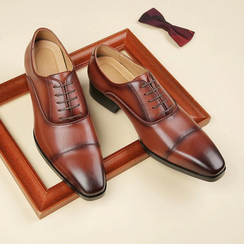 Genuine Leather Mens Dress Shoes Black Formal Social Shoe Male Business Wedding Derby for Man Luxury Italian Oxford Loafers 2024