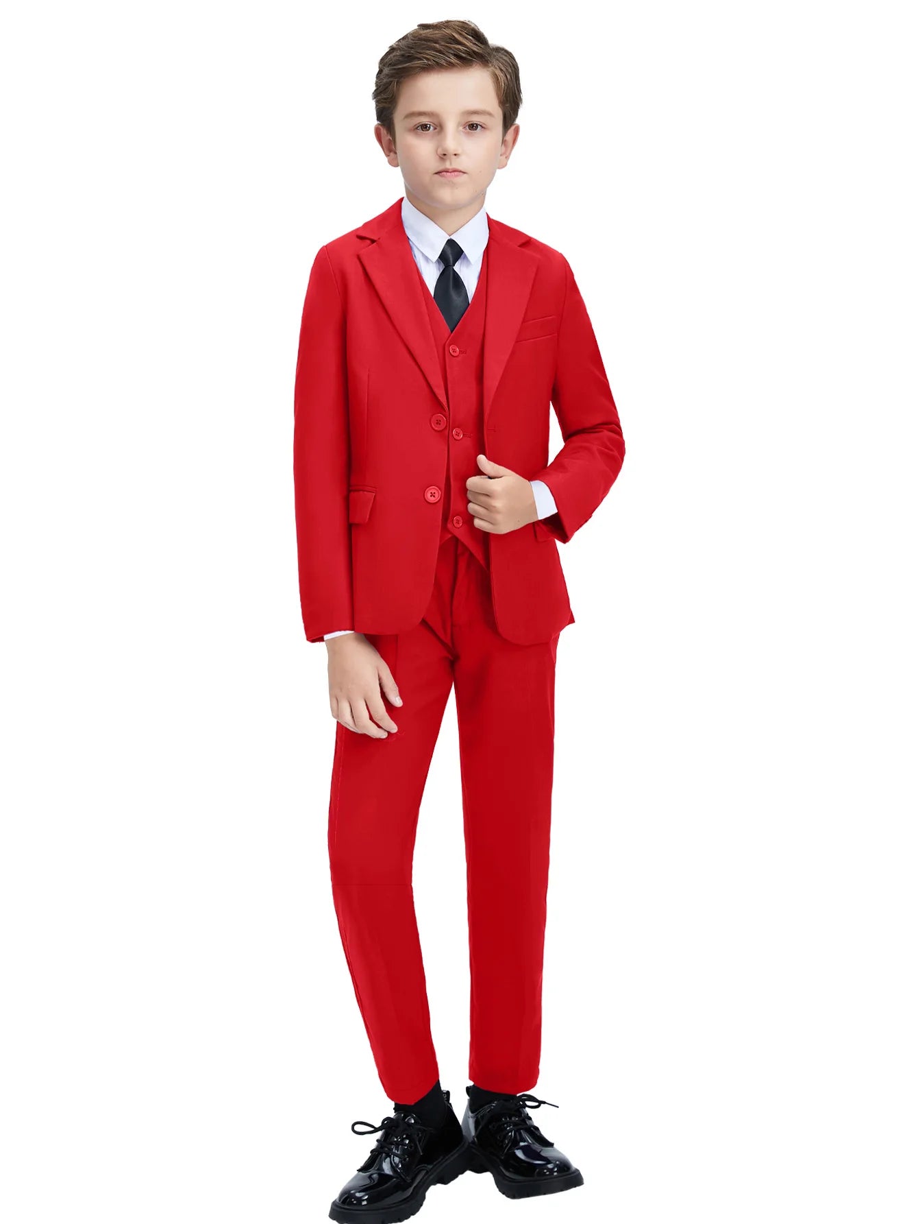 Boys Four Piece Suit Set Jacket Vest Pants Tie Formalwear