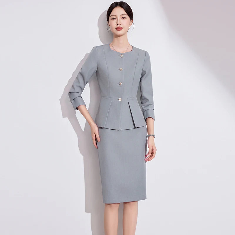 NAVIU 2 Piece Set Blazer And Short Skirt New Autumn Elegant Women's Suit Single Breasted Slim Office Business Formal Work Wear