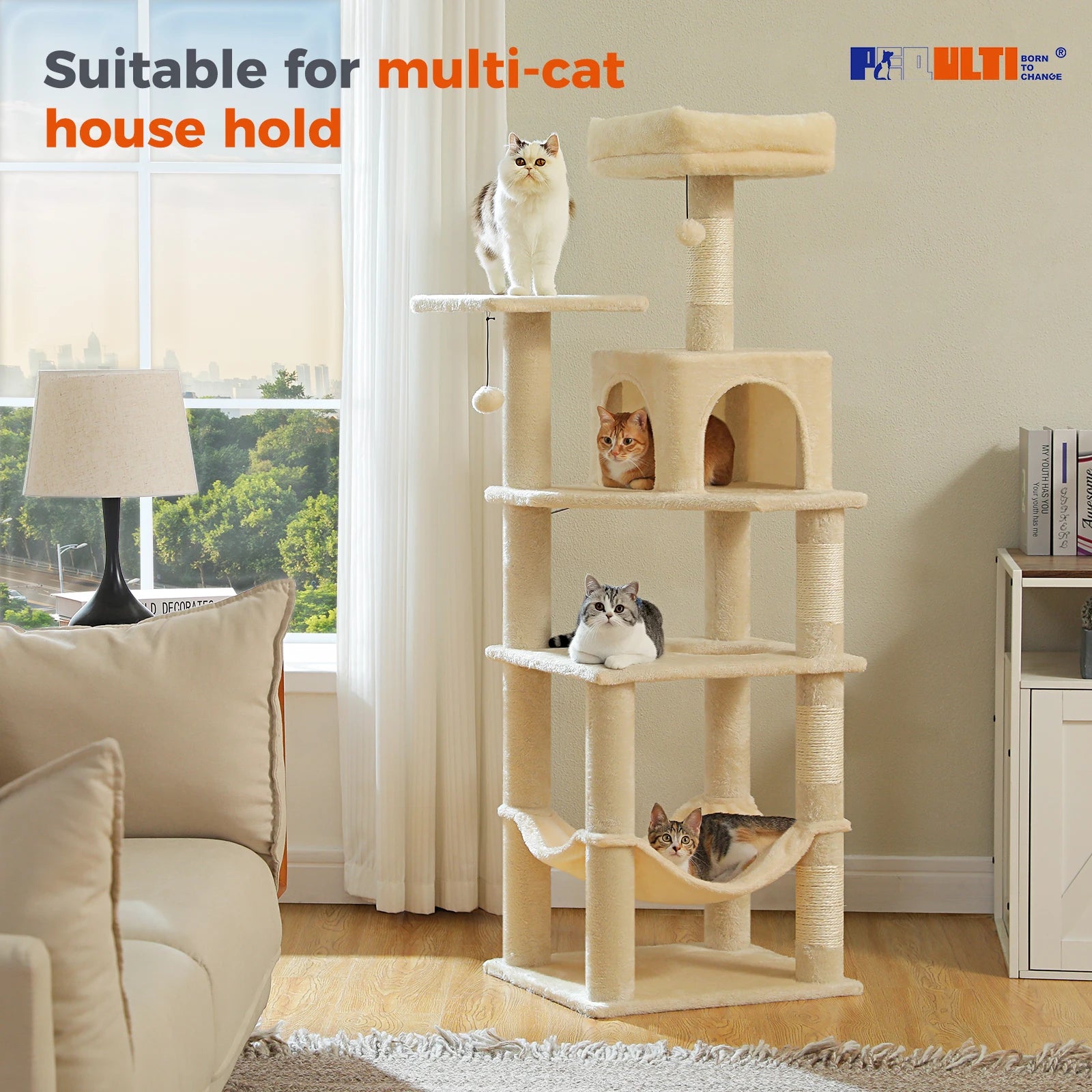 PEQULTICN Multi Level Cat Tree Tower With Private Condo