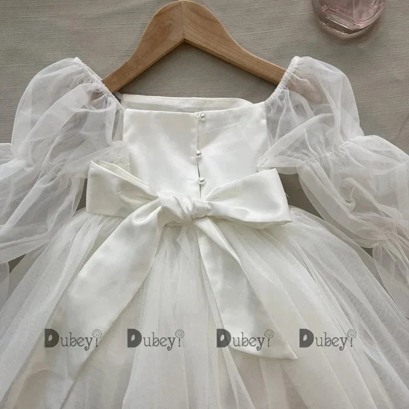 New Born Baby Girls Party Dress Toddler Girl Tulle Wedding Birthday Baptism Ceremony Gown Elegant Princess Dress Clothes