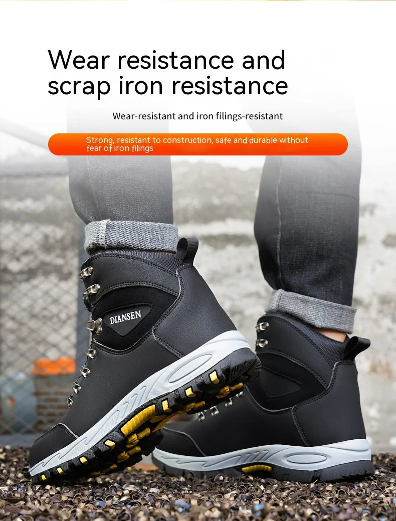 Men's Safety Work Boots Indestructible Steel Toe Anti- Smash Resistant Stab Proof Safety Shoes Breathable Slip-Resistant Durable