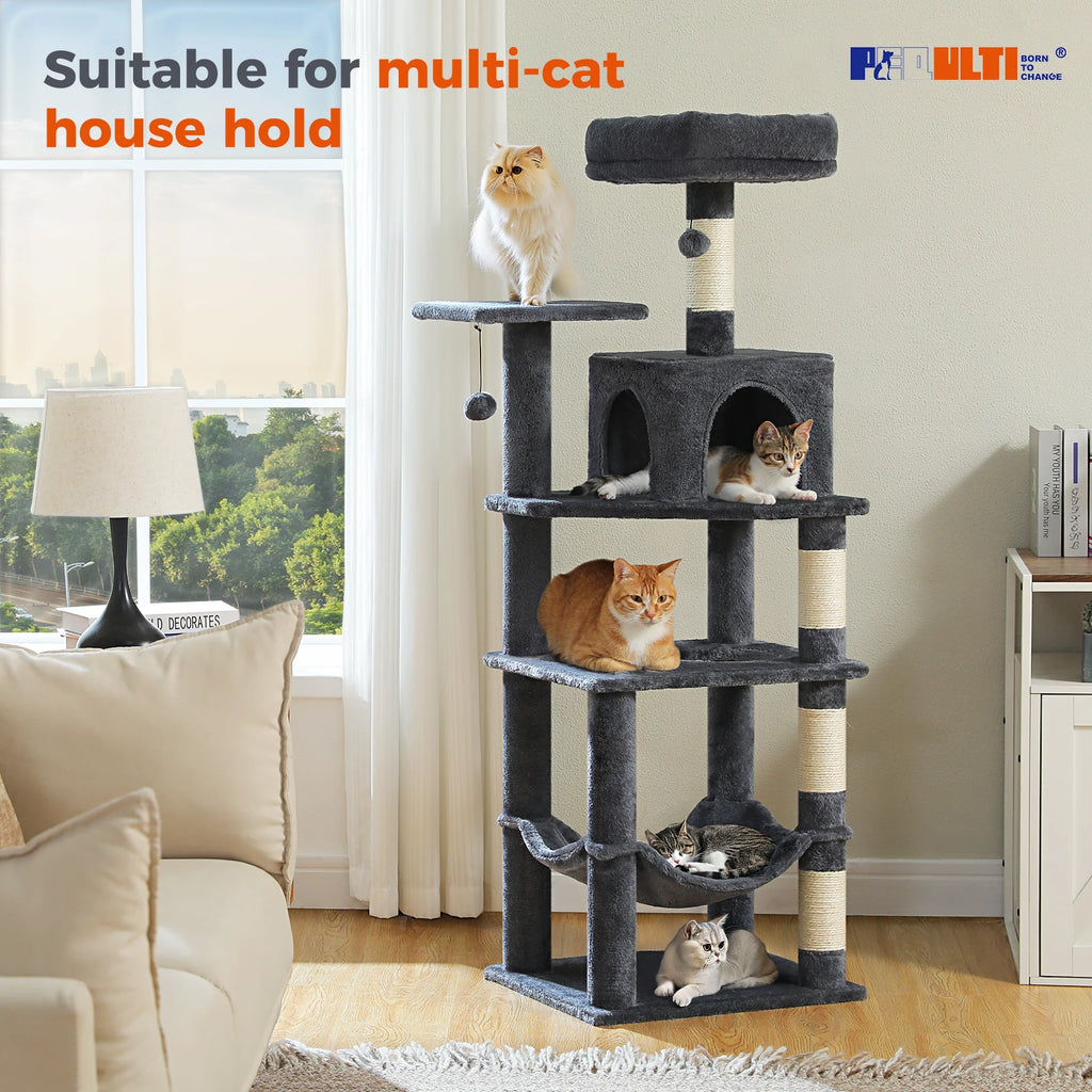 PEQULTICN Multi Level Cat Tree Tower Private Condo Top Perches