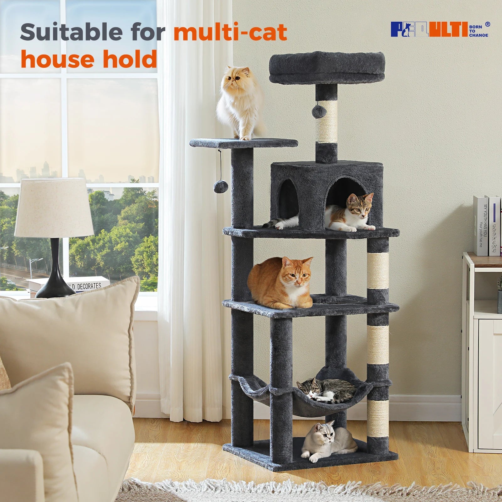 PEQULTICN Multi Level Cat Tree Tower With Private Condo