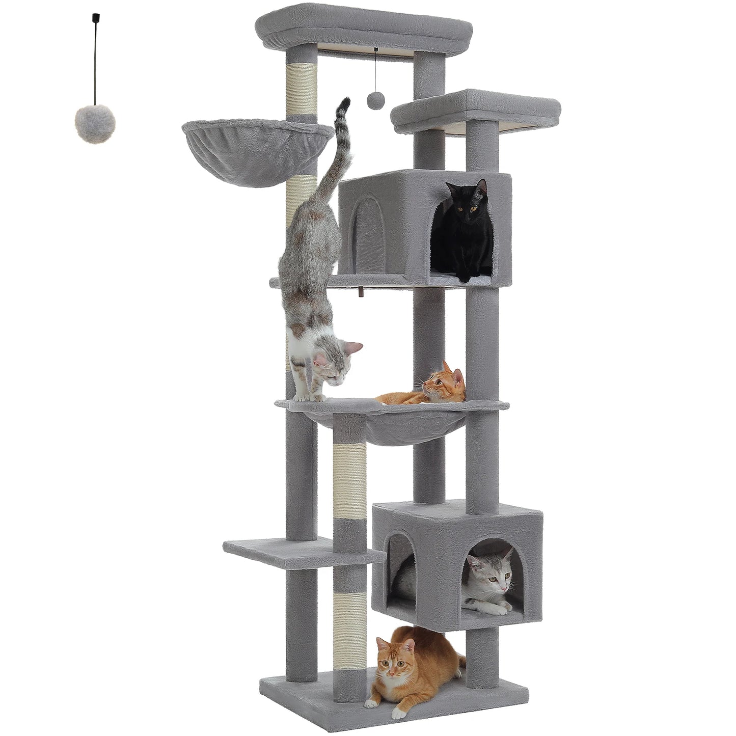 Large Cat Tree Tall Cat Tower for Indoor Cats Multi Level Plush Cat Condo with Scratching Posts Scratching Boards Perches and Caves