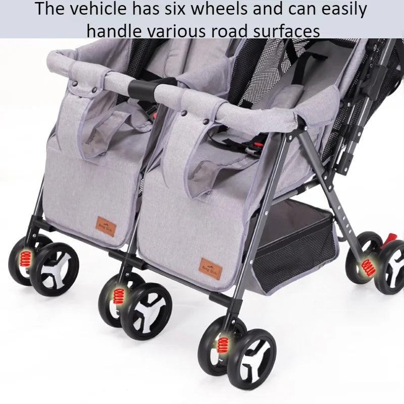QIYOU Lightweight Double Stroller Sit and Lie Side by Side