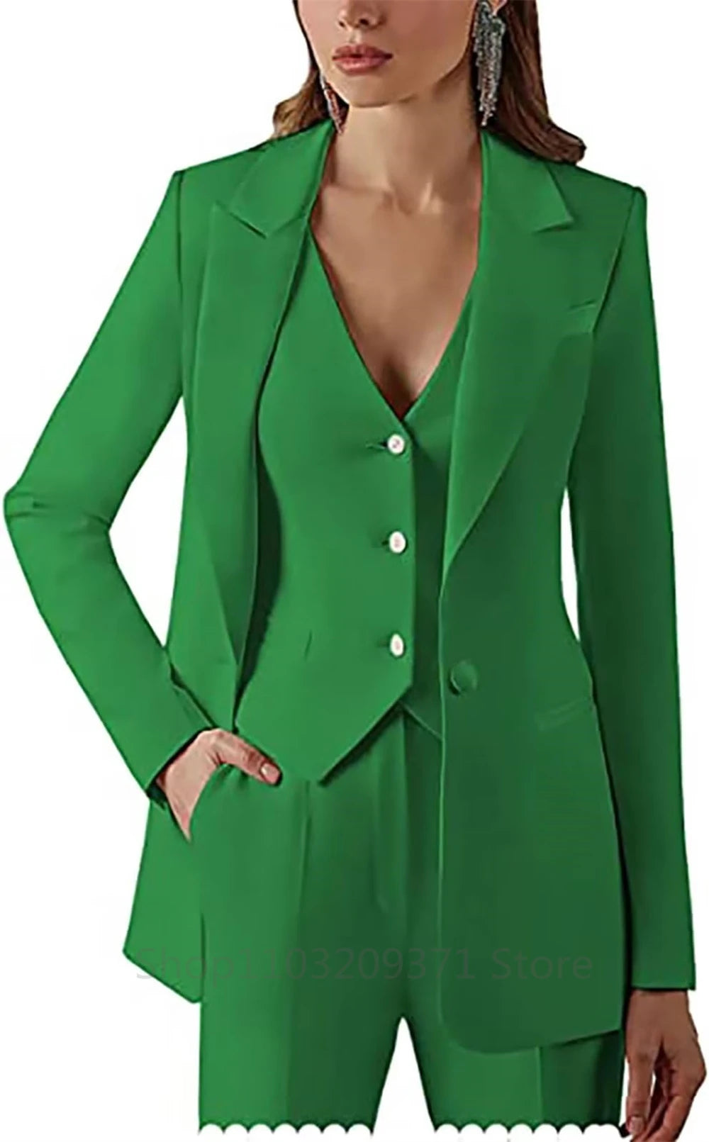 Women Suit Set Lapel Blazer Vest Pants Office Lady