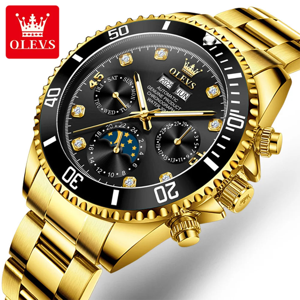 OLEVS 6729 Automatic Moon Phase Mens Wristwatch Date